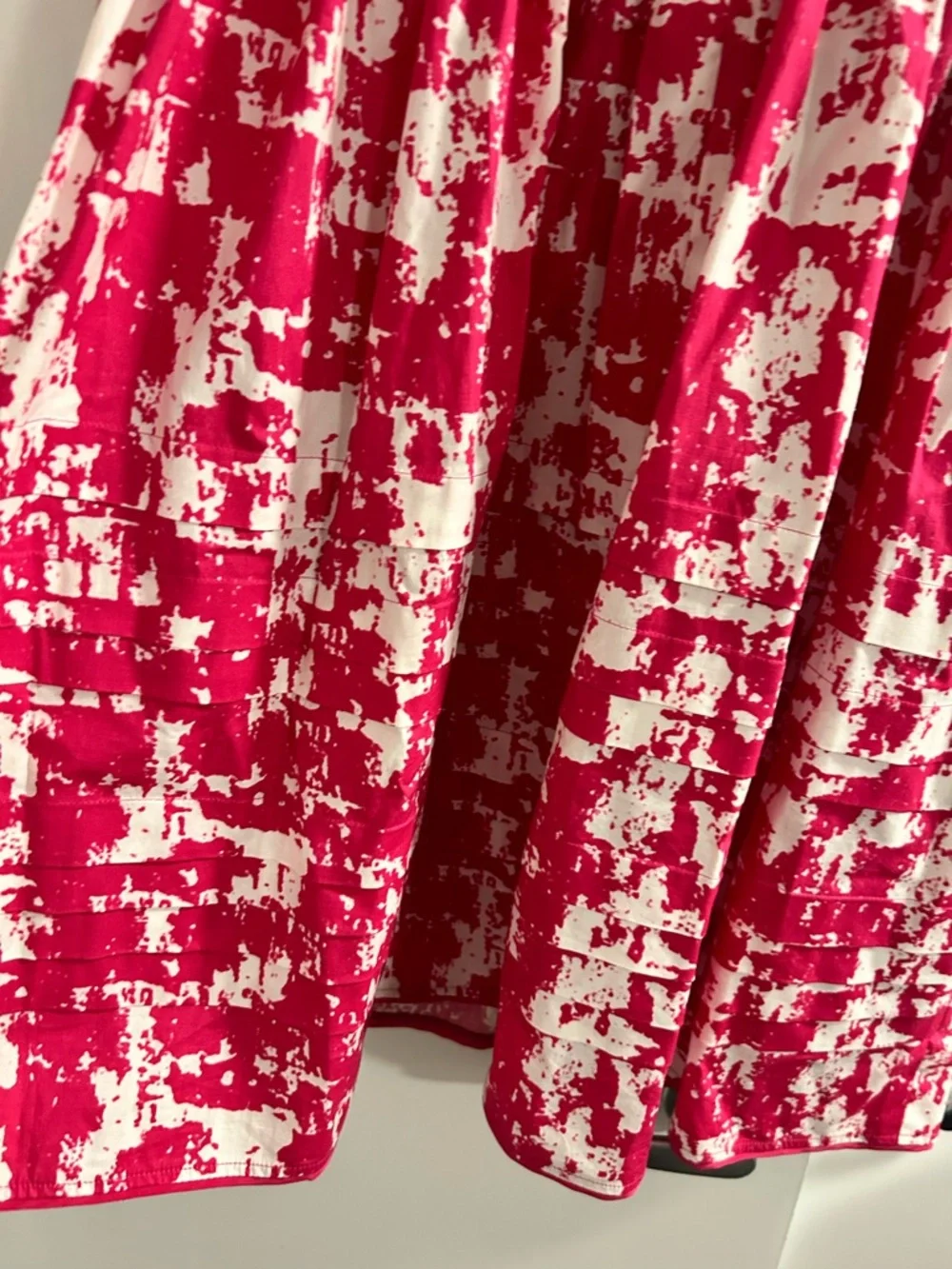 Oscar de la Renta Pink & White Abstract Fit-and-Flare Dress - Picture 5 of 5